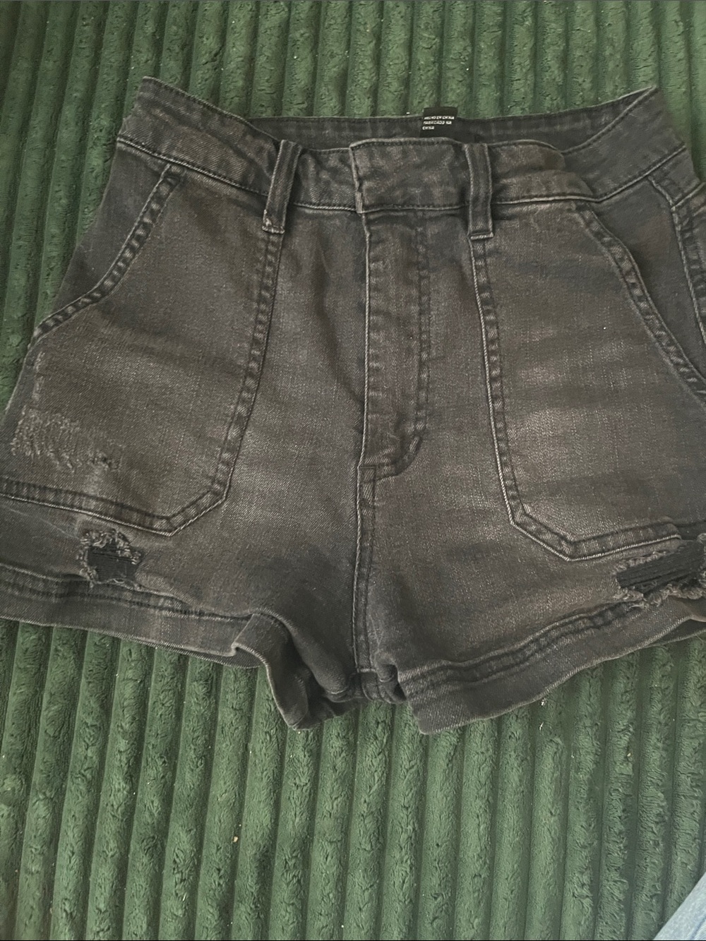 Forever 21 Black High-Waist Distressed Denim Shorts